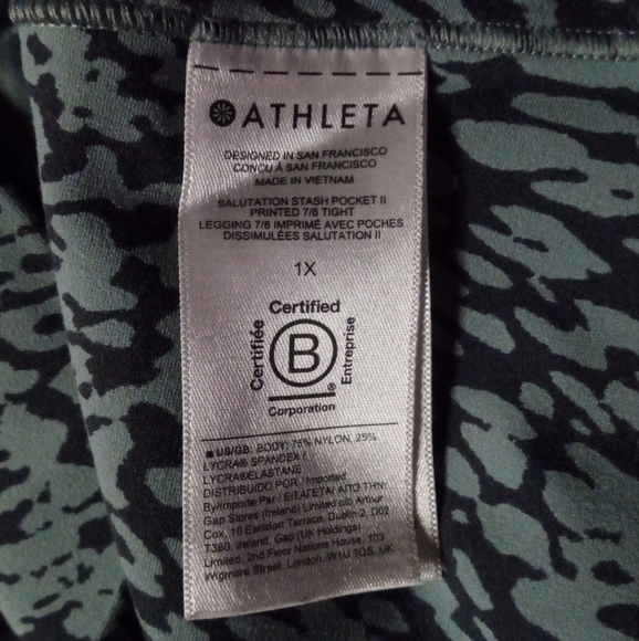 Athleta Salutation Stash Pocket 2 Printed 7/8 Tights Pockets Size 1X - Picture 8 of 9
